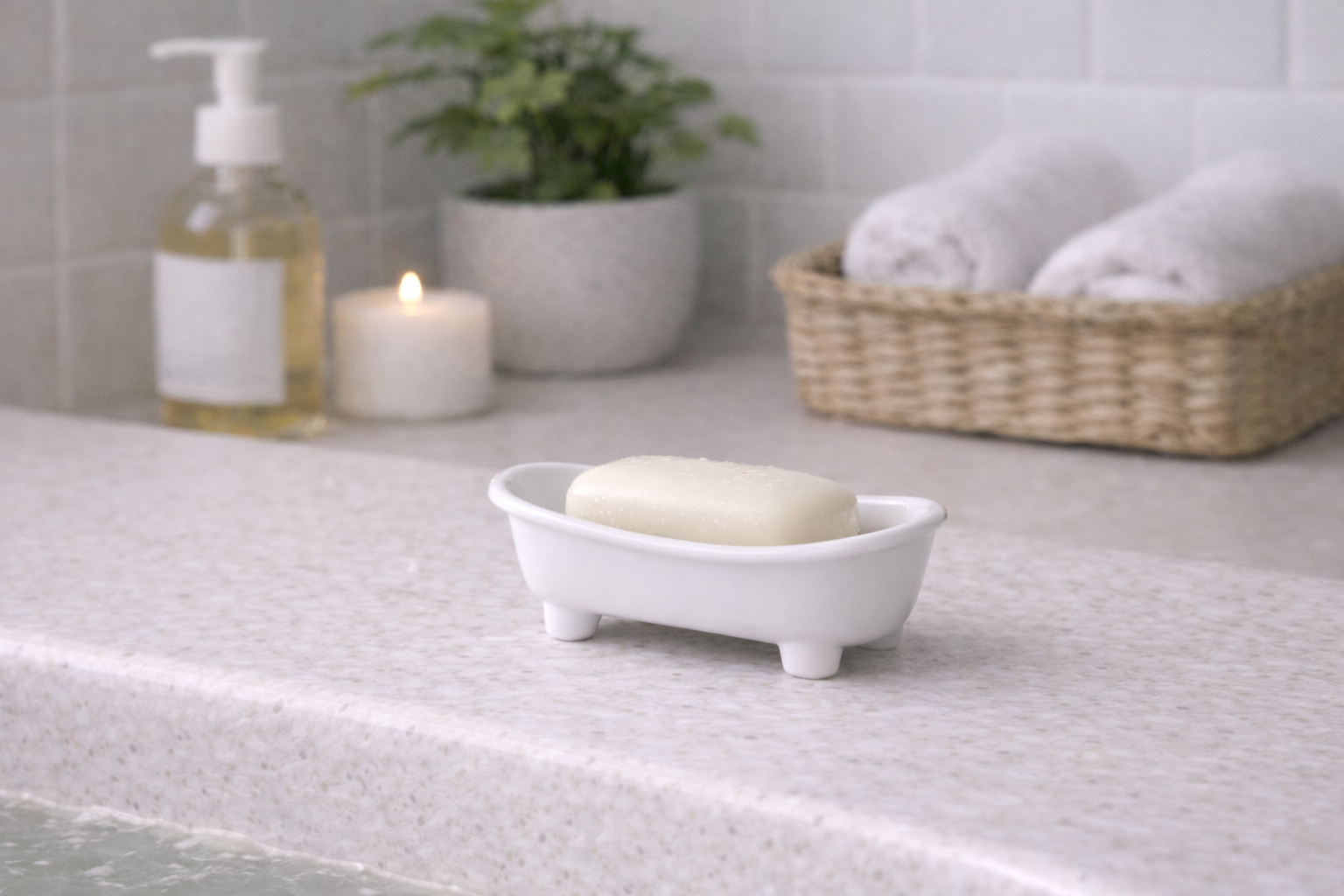 Classic Bathtub Ceramic Pot - White