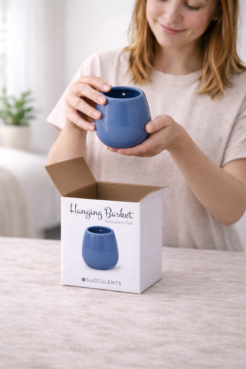 Hanging Ceramic Pot - Jasper Blue