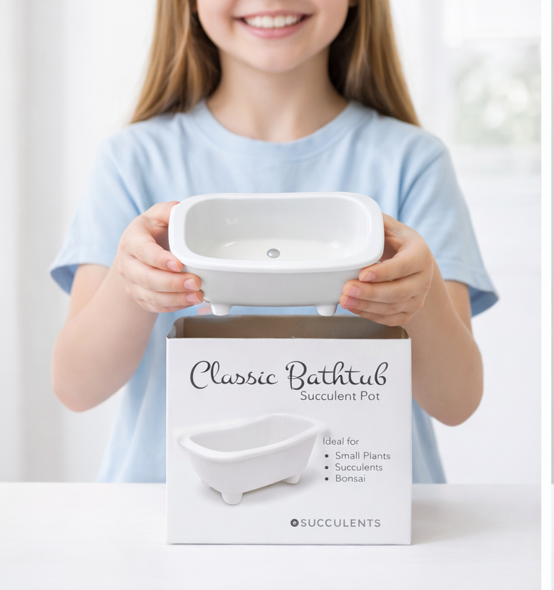 Classic Bathtub Ceramic Pot - White