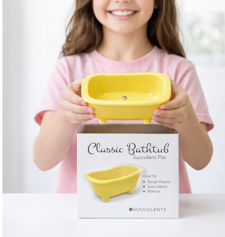 Classic Bathtub Ceramic Pot - Yellow